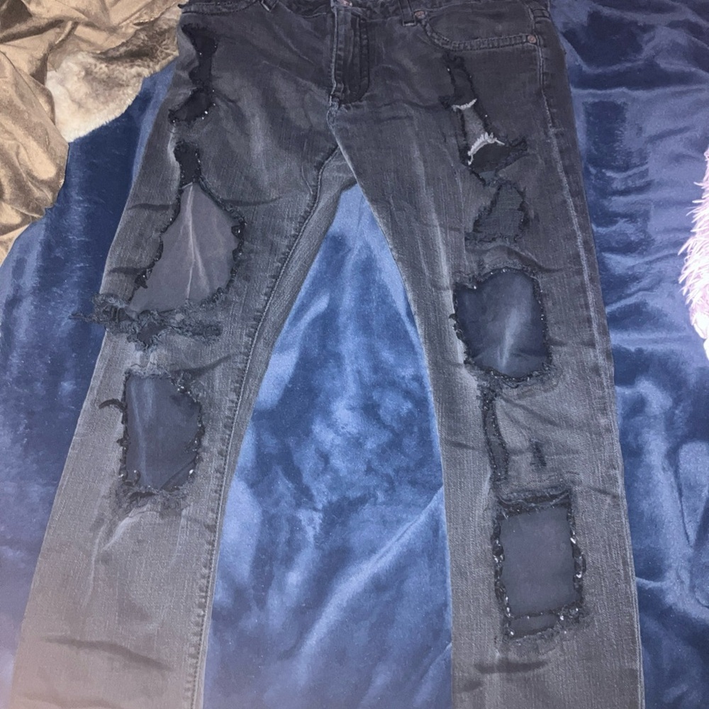 Robin's Jean Black Skinny Distressed Jeans